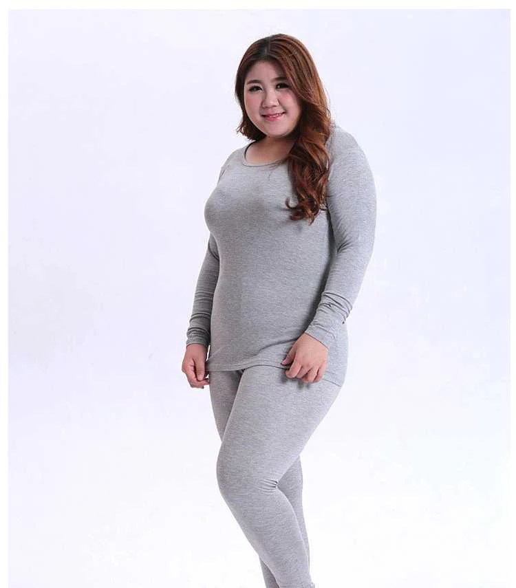 Long Sleeve Women Plus Size Thermal Long Johns Autumn Women Long Johns Solid Warm Women Thermal Underwear 3XL 4XL 5XL 90KG Wear