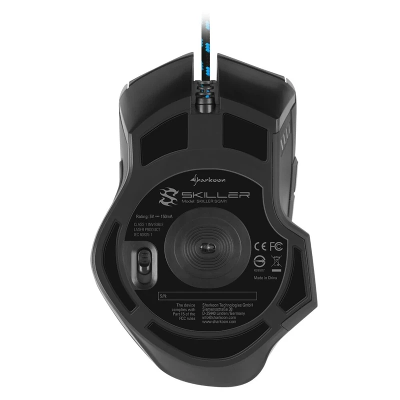 Мышь Sharkoon Skiller SGM1 оптическая, проводная, 10800 dpi, USB, подсветка RGB, цвет: черный