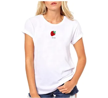 

Red Strawberry 3D Print T Shirt Women Short Sleeve O Neck Loose Tshirt 2020 Summer Fashion Women Tee Shirt Tops