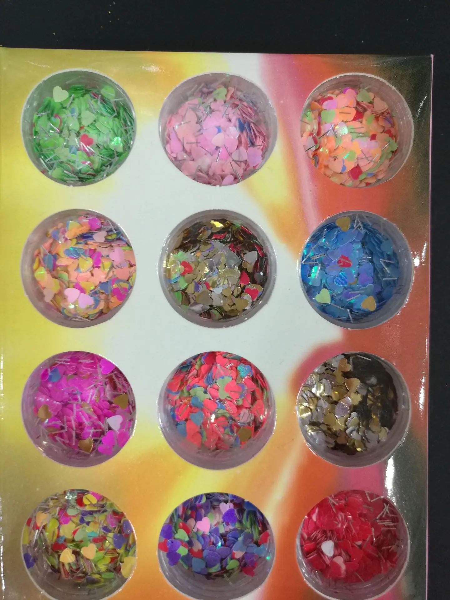 

12pots/set Nail Art Glitter Mix Hearts Matte Colors Flash Strips Sequins GlittersHearts Hearts Heart Shapes Nail Sequins,JK2144