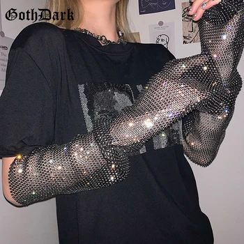 

Goth Dark Sequin Printed Gothic Women T Shirts Fashion Casual Slim 2020 Summer Tops Long Sleeve Harajuku Basic Oversized Tees