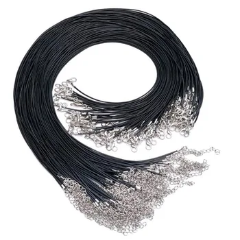 

10Pcs/lot 2mm Black Handmade Leather Adjustable Braided Rope for DIY Necklaces Charms Findings Lobster Clasp String Cord
