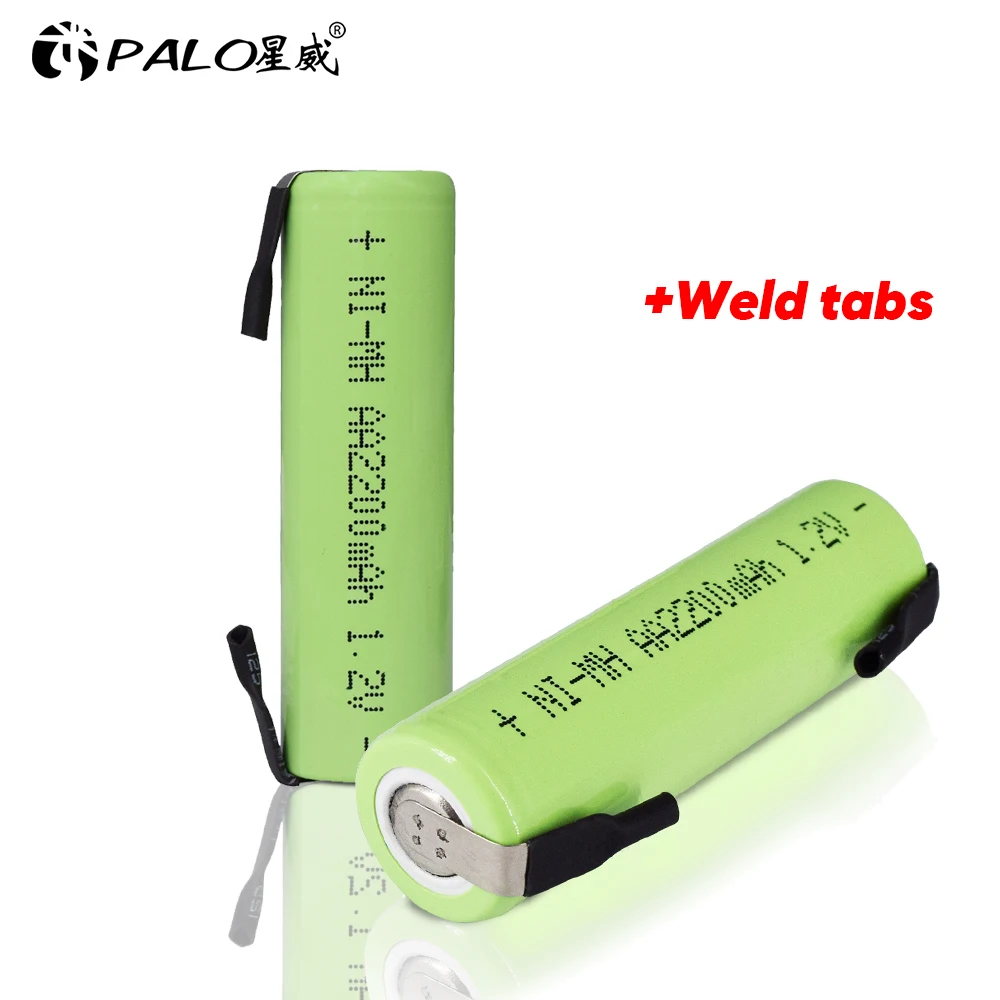 Rechargeable Nickel Metal Hydride Batteries PALO 1.2V AA Rechargeable Battery AA 2200mAh NiMH Batteries with welding tabs For Philips Electric Toothbrush Shaver