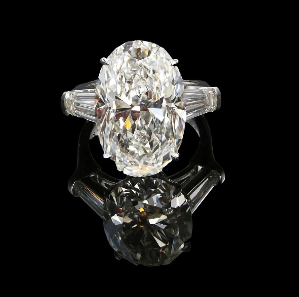 Настоящее 925 пробы серебро овальный вырез 4CT бриллиантовые кольца для женщин