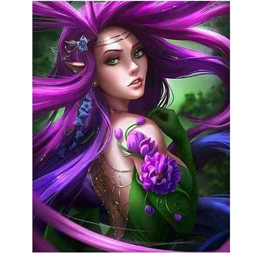 

Full square round Needlework Diamond Painting Flower Fairy Cross Stitch Kit Diamond Embroidery DIY Diamond Mosaic Crafts WG1298