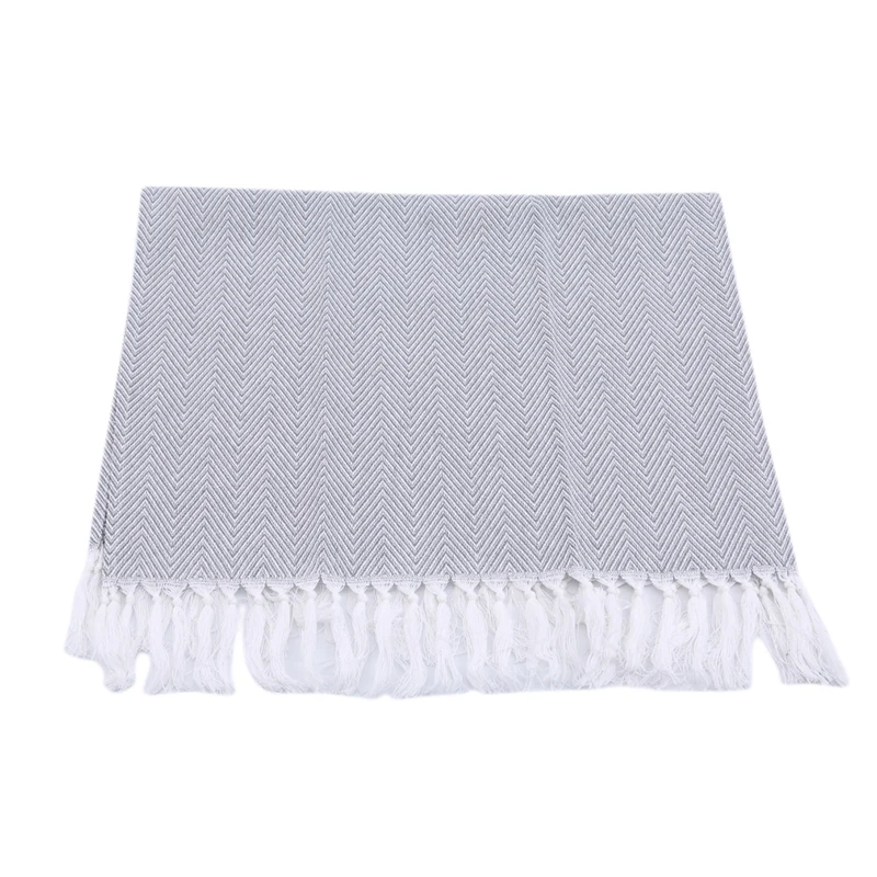 Grey Hand-made Tassel Napkin Cotton Yarn Dyed Dish Towel Cleaning Cloth Multi Tea Towel Dishtowel Kitchen Towel - Цвет: Grey