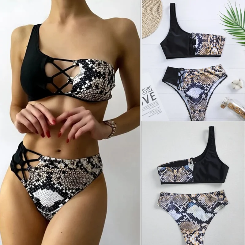 Bandage Bikini 2021 Brazilian Micro Bandeau Swimsuit Women Print Swimwear High Waist Bathing Suit Female Bathers Sexy Beachwear