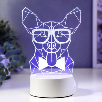 

Lamp "Dog with glasses" LED RGB from the network 13x16.4 cm 5074779