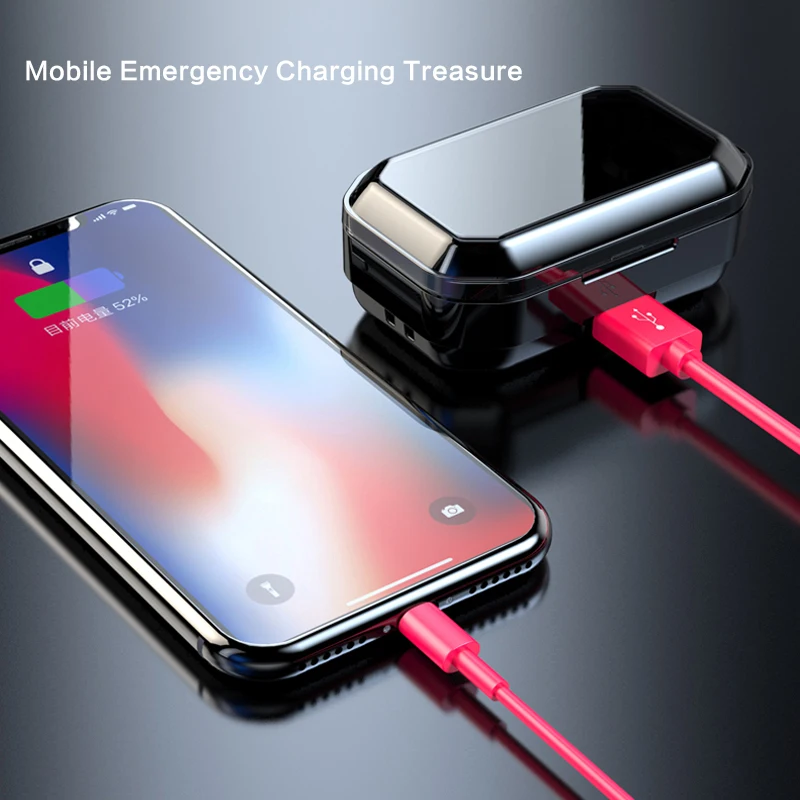 TWS Bluetooth Earphone Ture Wireless Stereo Music Earphones with LED Display Headset 3300mAh Smart Power Bank for Xiaomi iPhone