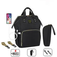 Модная сумка для подгузников, многофункциональная Большая вместительная сумка для мам, рюкзак с usb-интерфейсом для мам, водонепроницаемая сумка для детских колясок