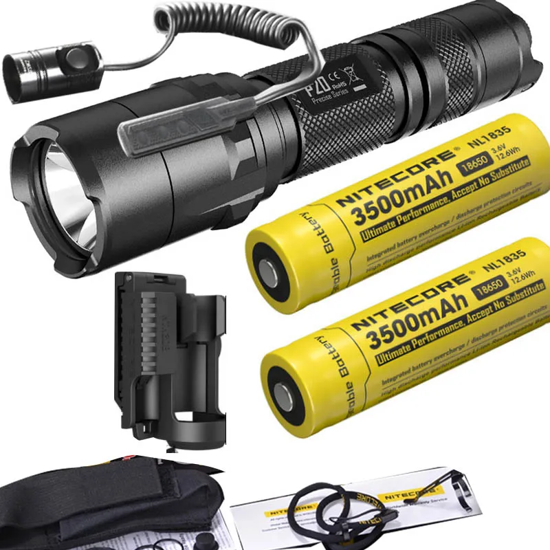 NITECORE P20 фонарик CREE XM-L2(U2) светодиодный Макс. 800 лм луч двойной переключатель задний светодиодный фонарь для спорта на открытом воздухе+ NITECORE NTH30B RSW2