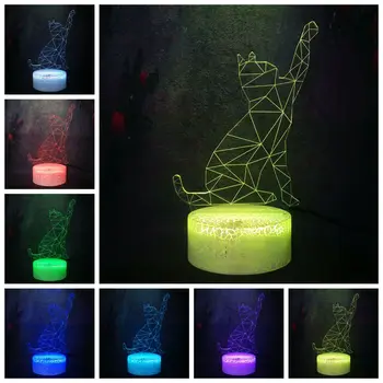 

Cartoon Design Baby Toy Naughty Pet Cat Acrylic Shine Night Light Modern Bedside Desk Lamp Friend Party Atmosphere Decor Flash