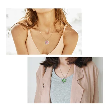 

1Pc Essential Oil Necklace Round Necklace 30MM Silver Magnetic Pendant With Chain & 10Pcs Cotton Sheet For Women Men Children