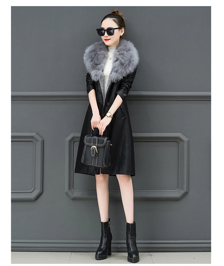 Зима плюс бархатное теплое пальто из искусственной кожи женский черный серый плюс размер топ из полиэстера куртка Новая корейская модная куртка с лацканами CX1064