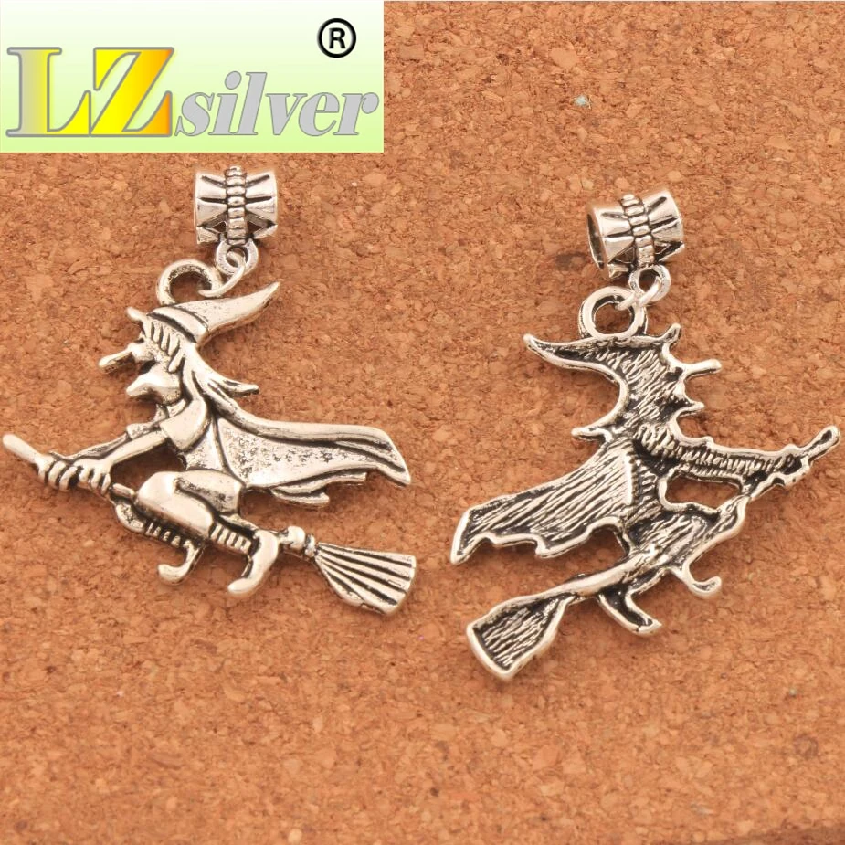 Witches On Broom Big Hole Beads 46x36.9mm 60PCS zinc alloy Fit European Bracelets Jewelry DIY B224