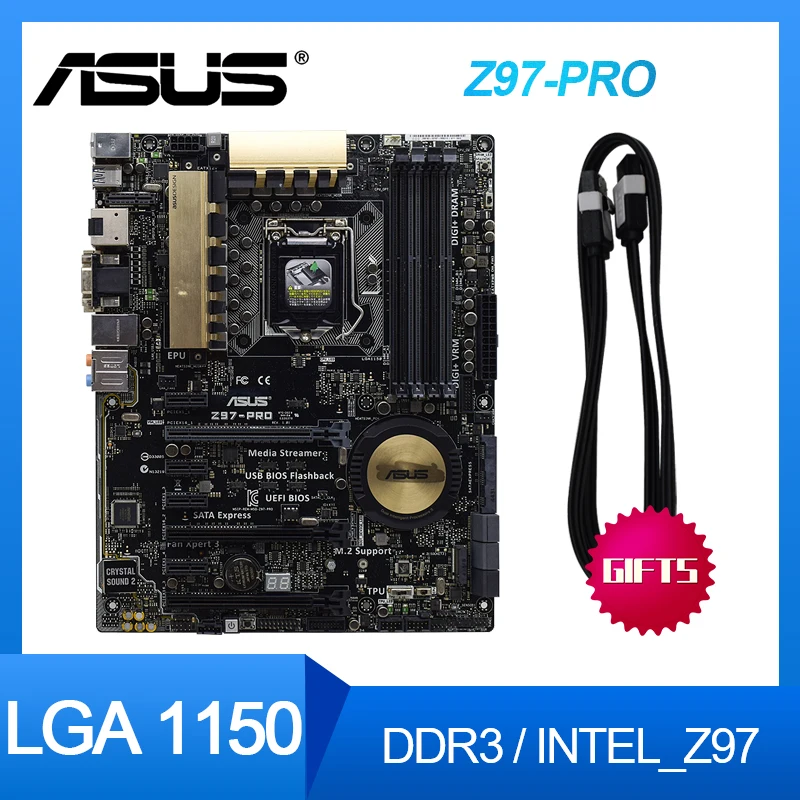 Материнская плата ASUS Z97-PRO Z97 для ПК ATX 1150 pin M.2 поддержка i7 4790K набор оригинальных