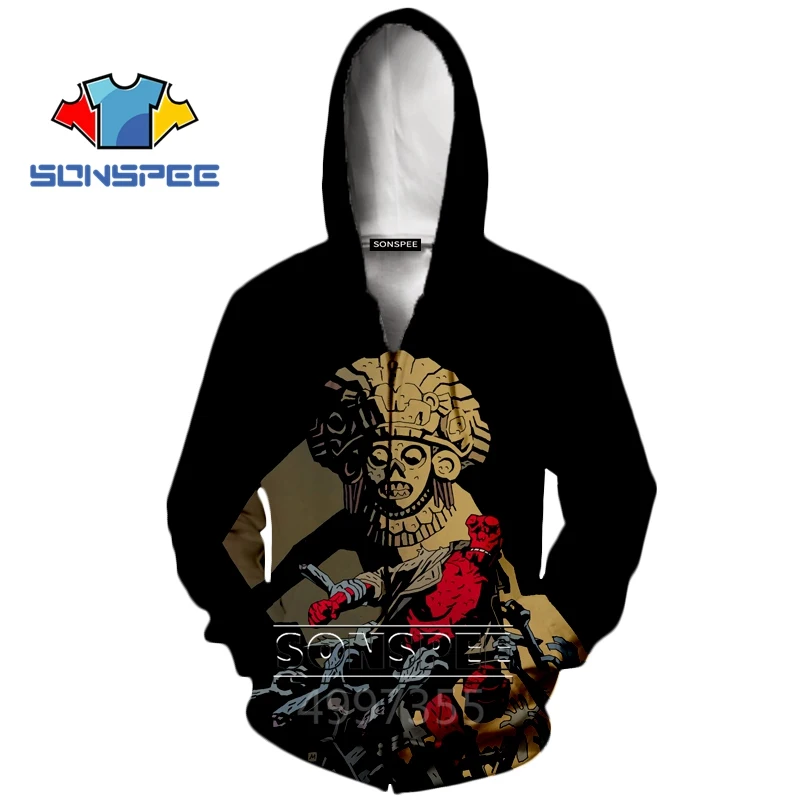 SONSPEE Son of Satan Hellboy аниме Harajuku футболка толстовка с капюшоном 3d принтом для мальчиков и девочек подростков в стиле хип-хоп детская одежда X287