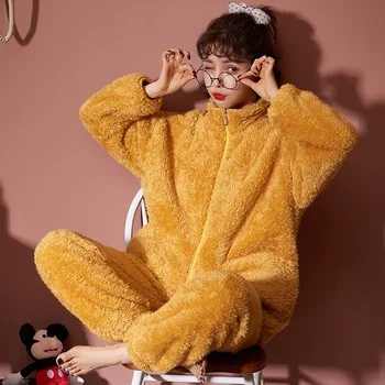 

Coral Velvet Pajamas Women Autum Winter Pijama Comic Cartoon Cute Sweet Students Thick Frankince Sleep Wear Home Clothes