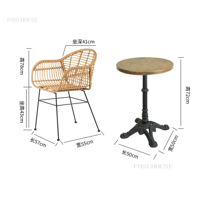 Nordic Living Room Sets Wrought Iron PE Rattan Woven Chair Leisure Home Balcony Outdoor Chair Living Room Furniture 2-piece Set