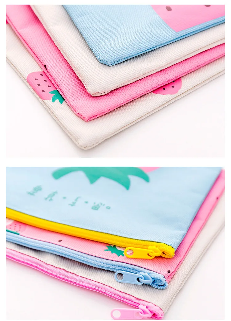 cute kawaii cartoon Strawberry Oxford cloth zipper pencil case pencil box pen bag office stationery school supplies Organizer