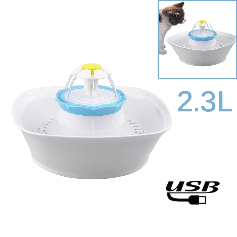 USB Plug 2.3L миски для кошек для собак автоматические кормушки собака Электрический диспенсер для воды с фонтаном воды для кошки питьевой чаши - Цвет: USB Plug