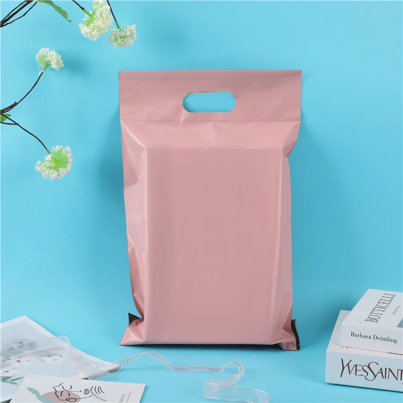 Bag Packing Poly-Bag Envelope-Postal Courier Mailing Pink-Handle Opaque Black Inside