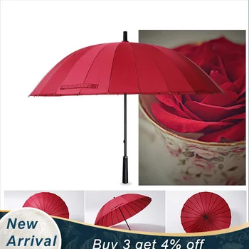 

Sunny Umbrella Katana Umbrella Guarda Chuva Transparente Solid Red Folding Umbrella 24 Ribs Paraguas Automtico Plegable