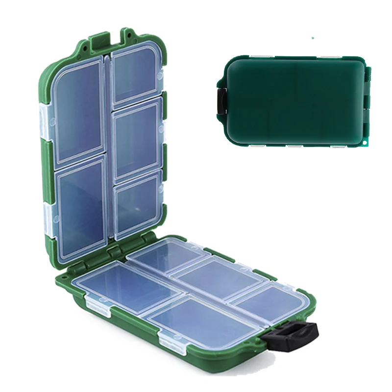 

Mini Fishing Hook Storage Box Fishing Connector Tackle Bait Box Rock Fishing Box Gadget Box Fishing Accessories 10 Compartments