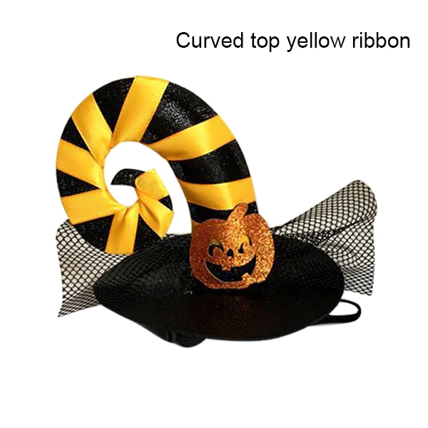 curved top yellow ri Хэллоуин Волшебная Шляпа ведьмы Pet Wizard Spider cap для кошки собаки вечерние украшения OCT998 - Цвет: curved top yellow ri