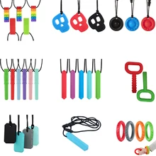 Anneau de dentition arc en ciel pour bébé, bracelet Robot sensoriel, collier à mâcher pour autisme, morsure, soins à mâcher, sans BPA, perles, nouvelle collection