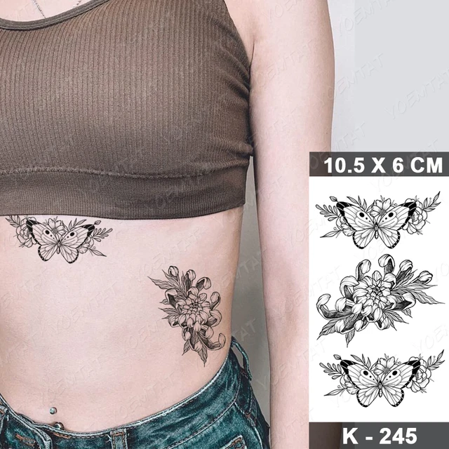 Waterproof Temporary Tattoo Sticker Small Simple Line Flower Flash Tatoo Cute Leaf Finger Wrist Fake Tatto For  Body Art Women 33-K245
