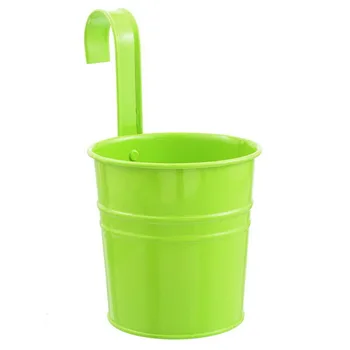 

10PCS Garden Metal Flower Pots Basket Wall-hanging Planter Fence Balcony Bucket
