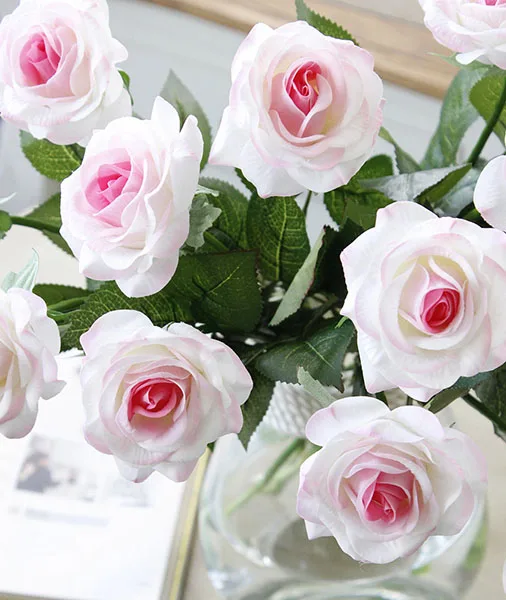 Искусственные розы, искусственные цветы из шелка, розы, искусственные цветы для свадебного украшения, стола, свадьбы, большие розы - Color: Light-pink