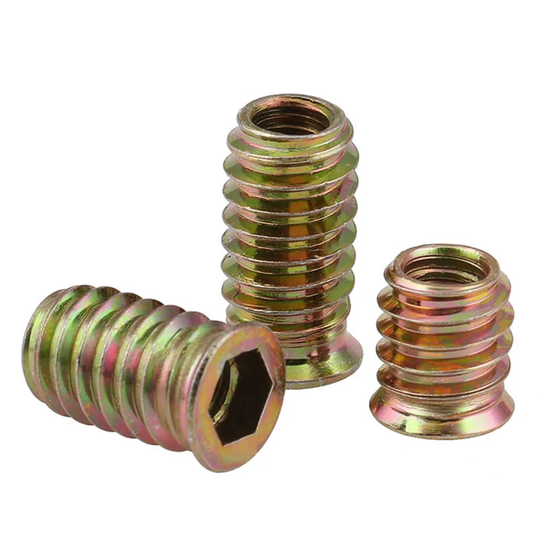 Threaded Insert Nut Carbon Steel Countersunk Hex Socket Drive For Wood Furniture M6 M8 M10