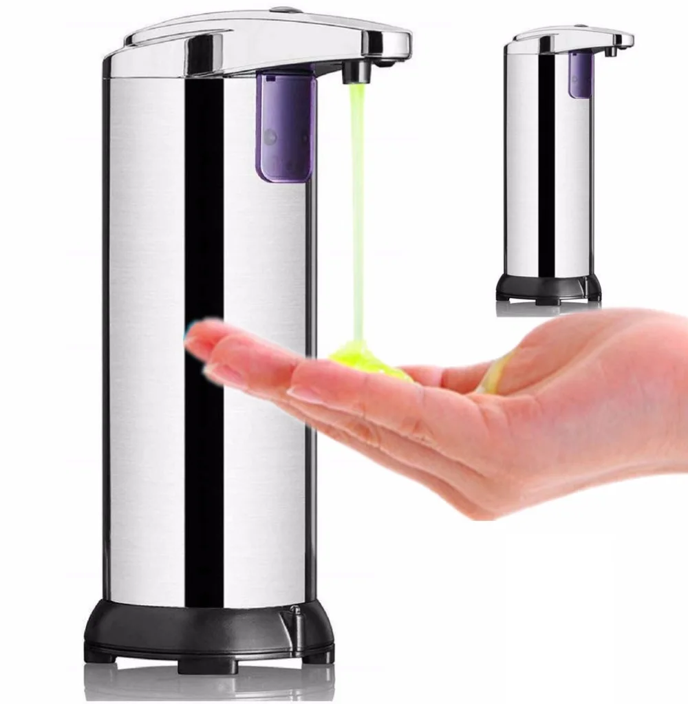 250ml Stainless Steel Automatic Soap Dispenser Handsfree IR Smart Sensor Touchless Liquid | Электроника