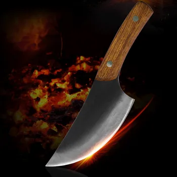 

New Arrival Handmade Forged Knife Full Tang Handle Wooden High Carbon Clad Steel Butcher Outdoor Cleaver Slicing Kitchen Tools