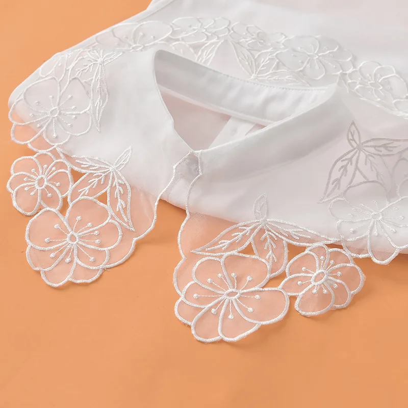 Women Fake Collar Женский кружевной свитер с цветочным принтом, рубашка, кардиган с воротником, джинсовый, хлопок, шифон, стразы, органза, съемный, ложный воротник, блузка, Топ - Цвет: Women Fake Collar