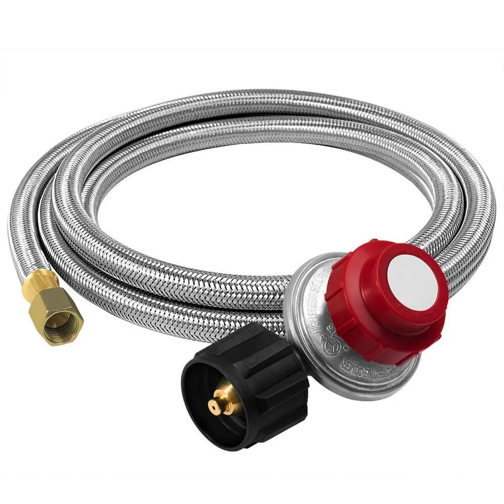 

0-30 PSI Home Durable Protective Pressure Regulating Valve Burner Hosepipe With Gauge Adjustable Turkey Fryer Smoker Indicator