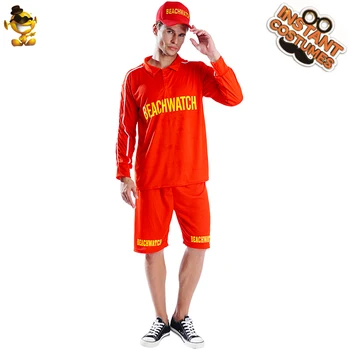 

Hot Sale Beach Watch Rescue Man Costume Carnival Cosplay Red Lifeguard Fancy Dress Stage Performance Clothing For Adult