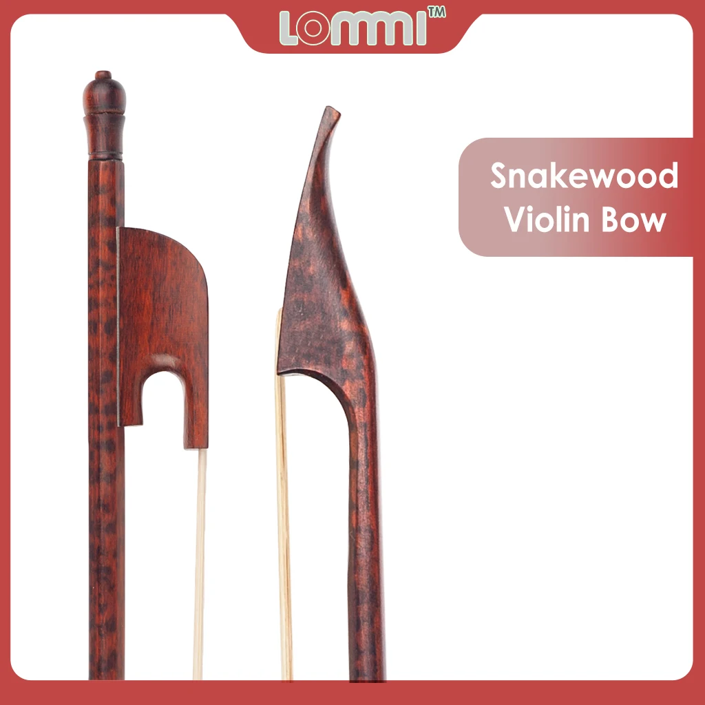 LOMMI 4/4 Full Size Violin Bow Snakewood Stick W/ Nice Stain Baroque Style Bow White Horsehair Well Balance For Professional 4 4 pernambuco violin bow sweet tone well balance mellor professional p30 violin parts accessories special 50% offer