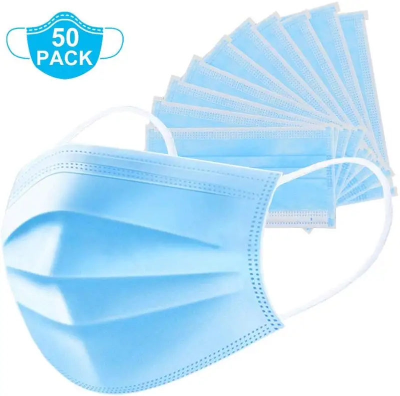 

50 Pcs Sanitary Surgical Mask Thick 3-Layer Masks Comfortable Dust Breathable Earloop Antiviral Face Mask B041