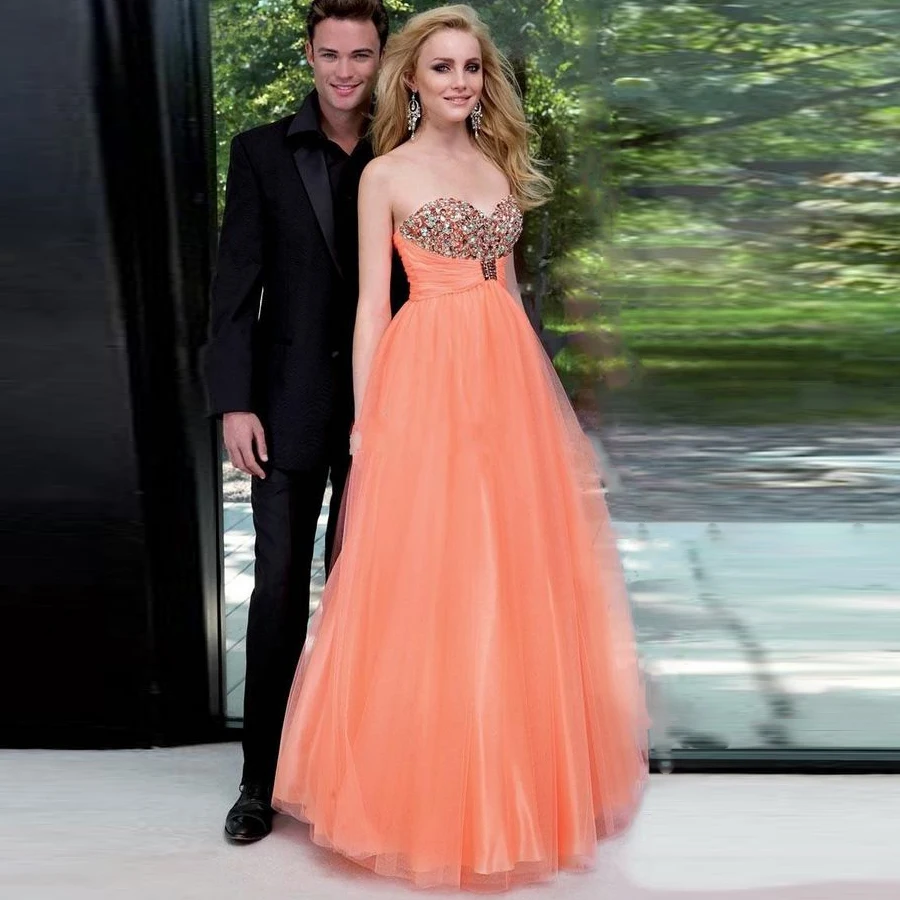 

Crystal Beading Sweetheart Neckline Pleat Tulle Evening Dress Backless No Train Formal Dress Prom Party Dress robe de soiree