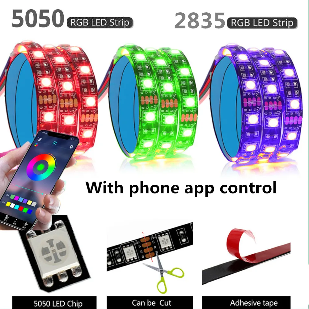 Светодиодная лента светильник SMD 5050 RGB 2835 гибкая лента Fita wifi приложение дистанционное управление DC 12 В 5 м 10 м 15 м светодиодная неоновая водонепроницаемая лента
