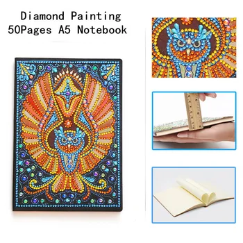 

A5 Notebook Of Diamond Picture Design Cover ,Cross And Owl Pattern ，Colors Diamond Picture Design Wall Picture