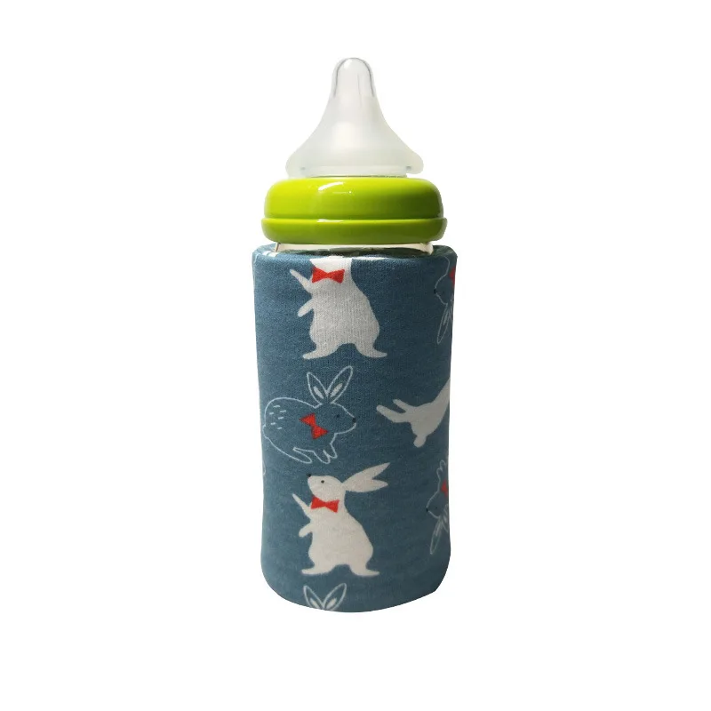 Портативный Подогреватель бутылочек для путешествий для маленьких детей с рисунком из мультфильма, для молока, воды, с usb-крышкой, чехол для подогрева для младенцев - Цвет: B
