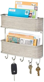 

2 Tiers Wall Mount Metal Mail Organizer Storage Basket for Entryway Mudroom Hallway Kitchen Office