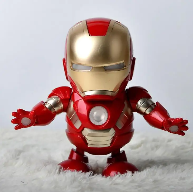 Белый Marvel Мстители танцы Железный человек робот с музыкой светодиодный фонарик Электрический Капитан Америка игрушка для детей подарок - Цвет: Белый