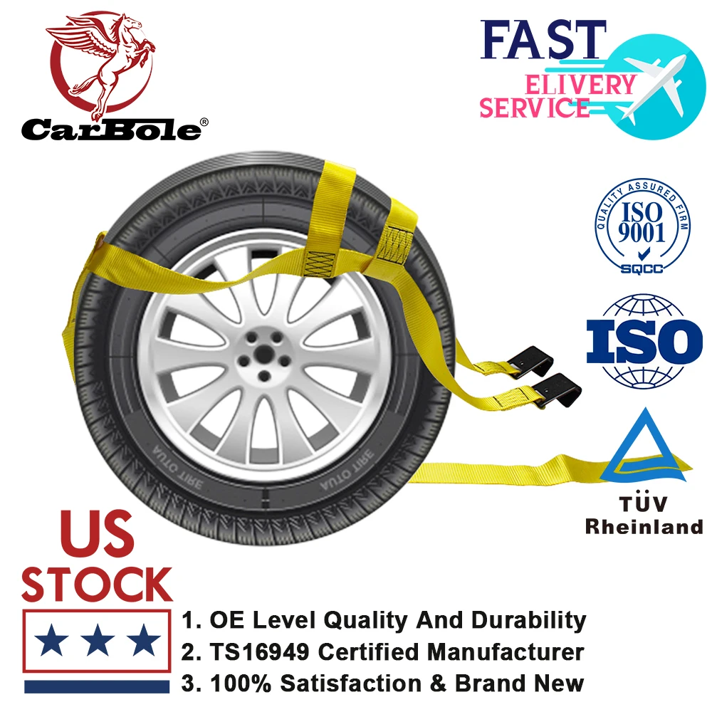 

Set of 2 Yellow Car Tire Tow Dolly Straps Basket Strap w/ Flat Hook Heavy Duty Working Load Limit of 3,333LBS