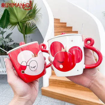 

Cute Cartoon Cute Mouse Year Festive Ceramic Cup Fashion Creative Mug Office Cute Water Cup Exquisite Student Couple Pair Cup
