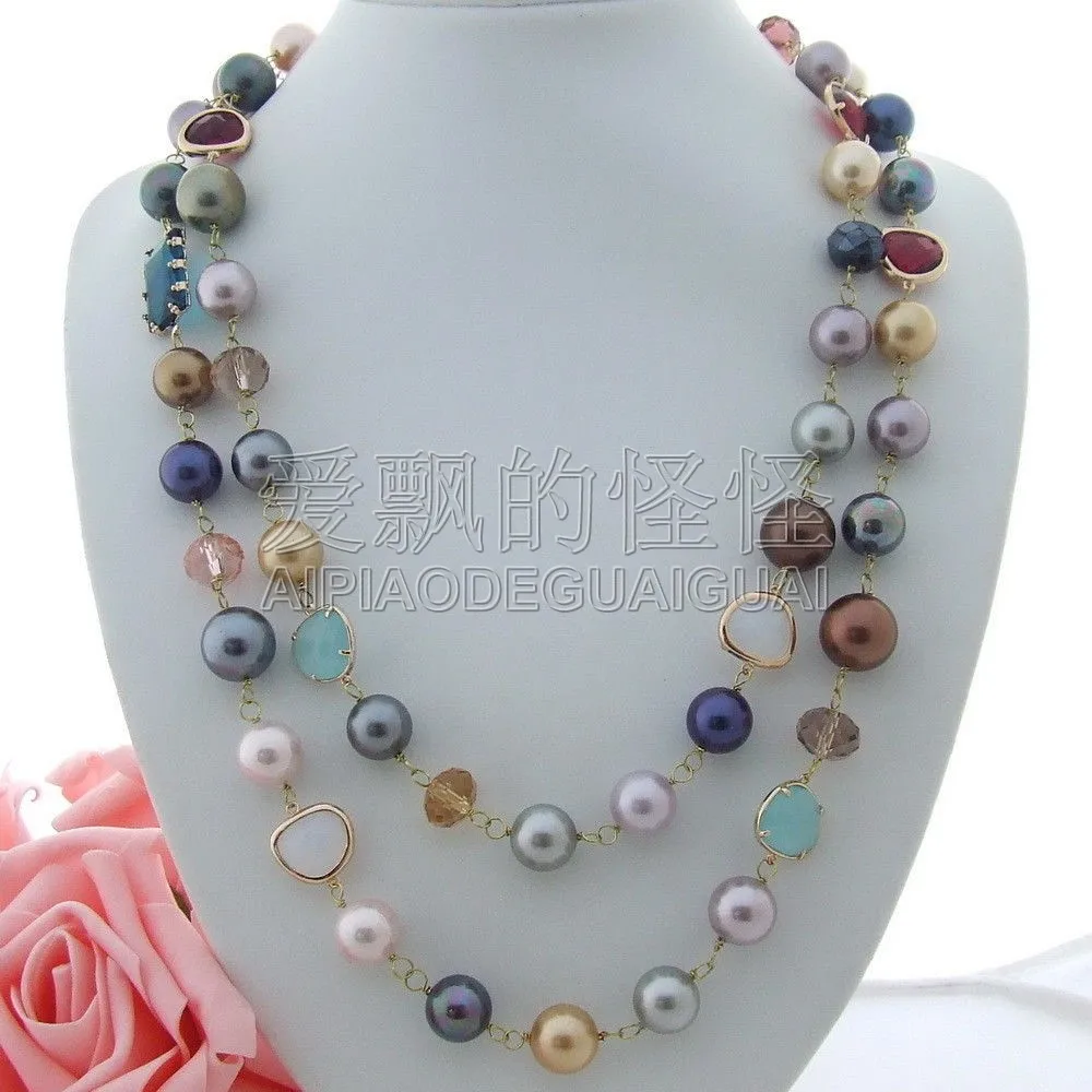 

47" Sea Shell Pearl Crystal Necklace